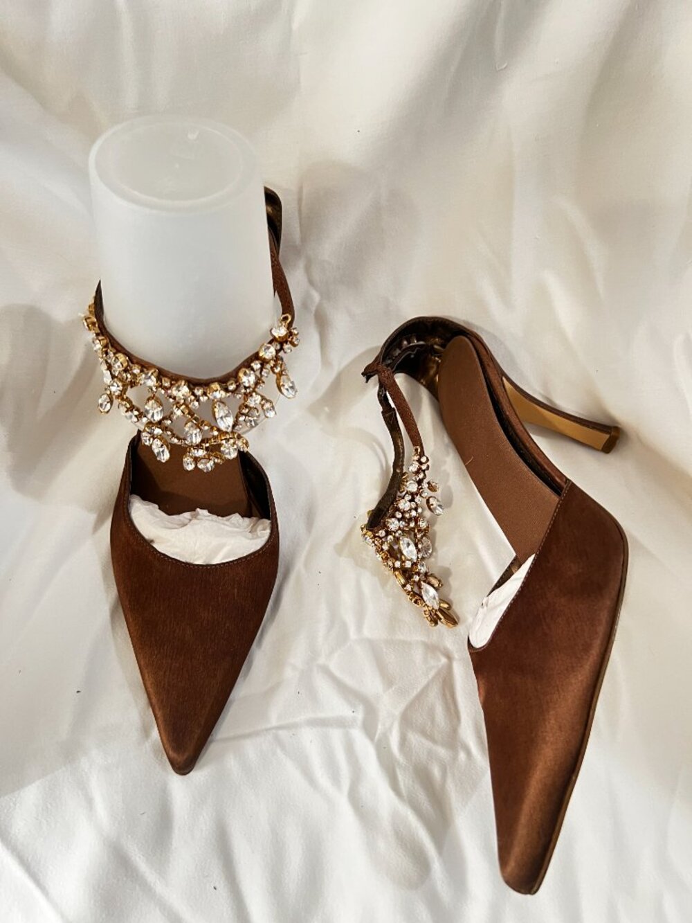 Jeweled Chandelier Satin Heels